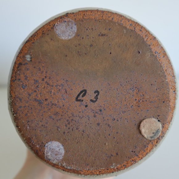 Vintage Handmade Speckled Ceramic Column Flare Rim Vase - Picture 10 of 12